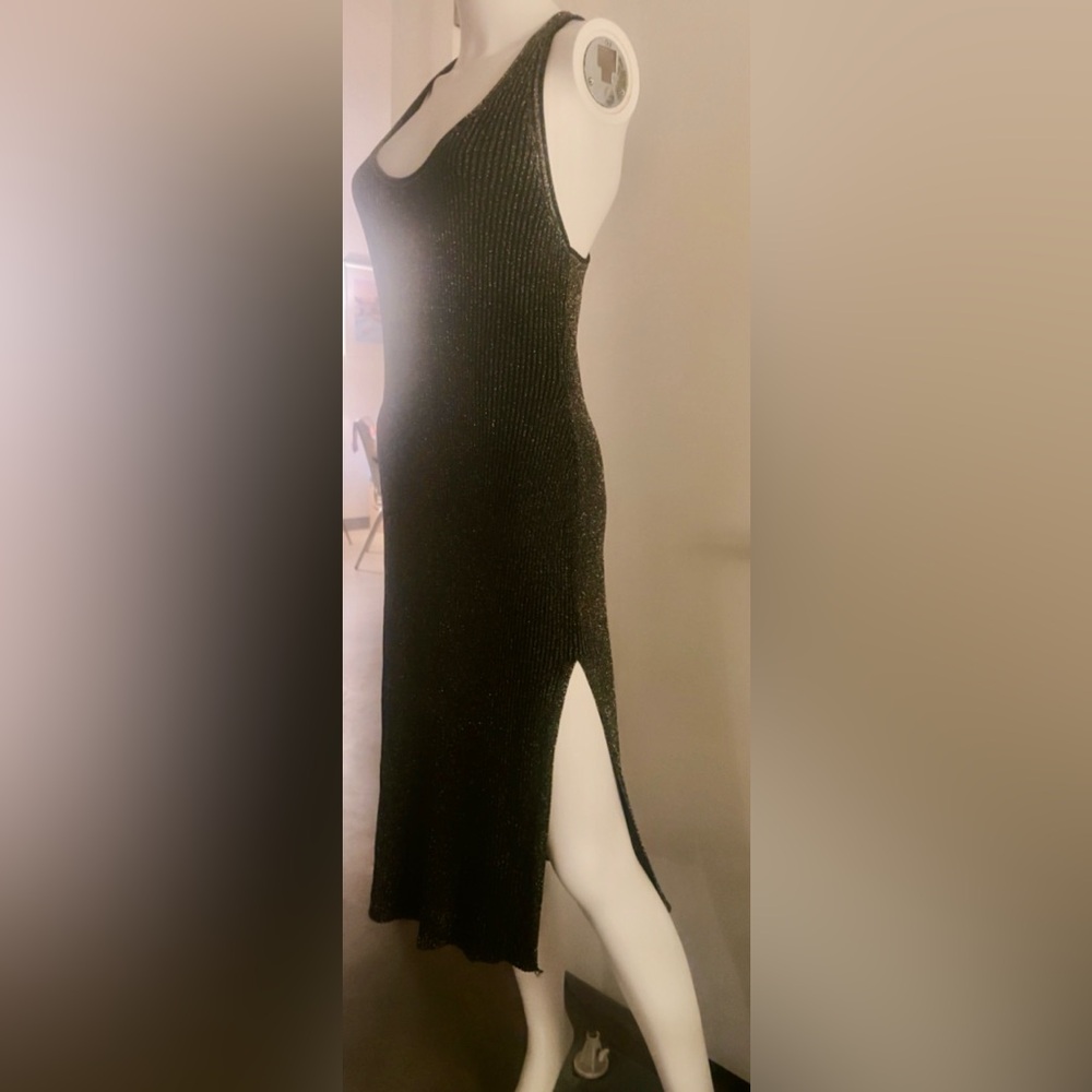 BCBG MaxAzria Metallic Black Knit Dress (Medium)
